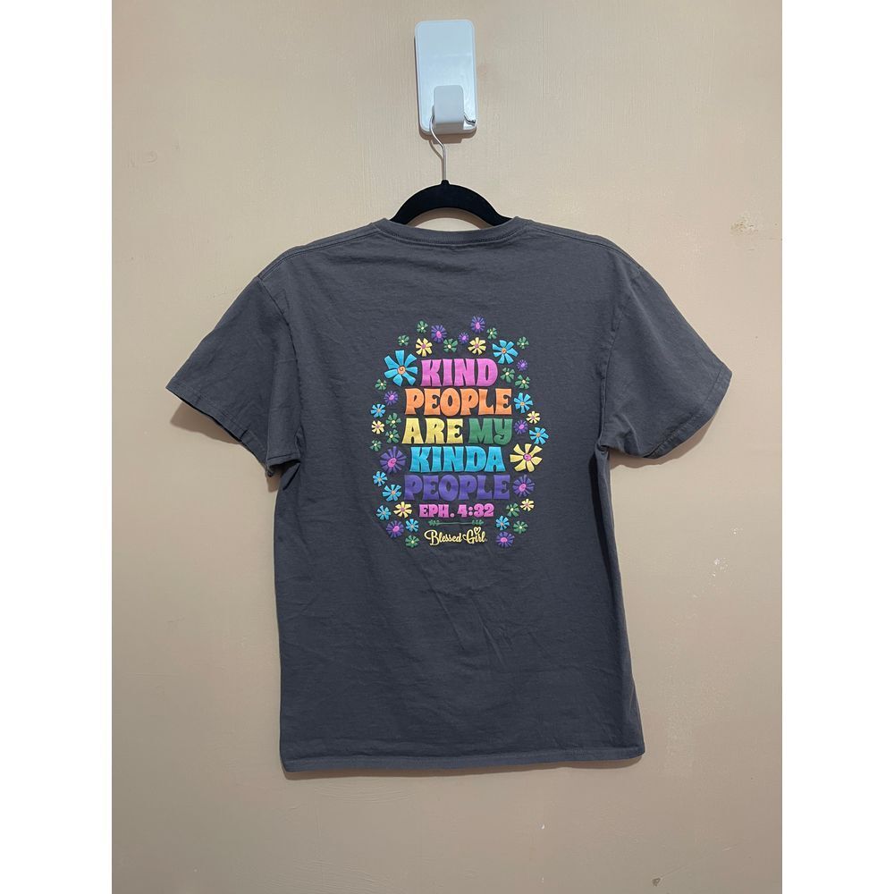 Blessed Girl Kind People Christian T-Shirt Inspirational Rainbow Floral Medium - Picture 4 of 8